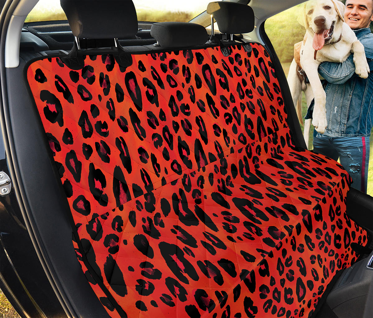 Orange Leopard Print Pet Car Back Seat Cover