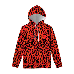 Orange Leopard Print Pullover Hoodie