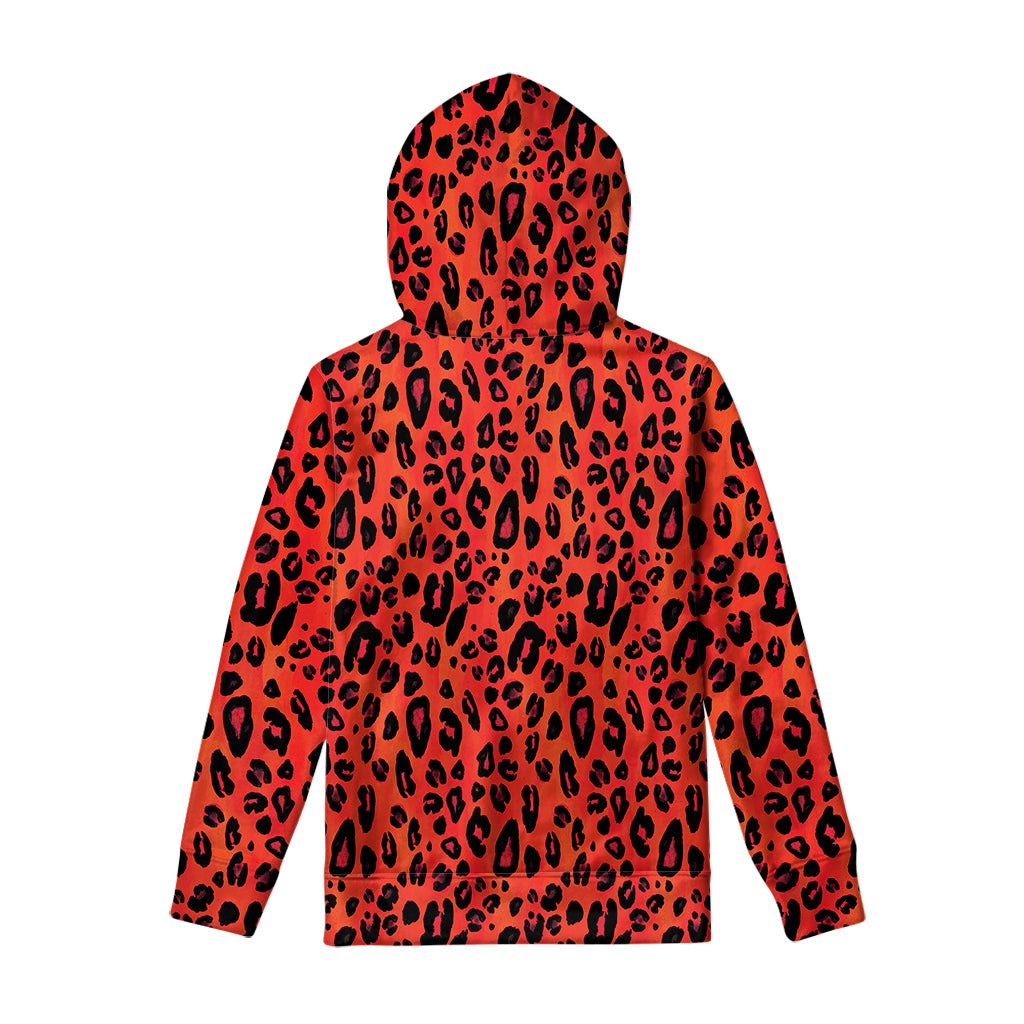 Orange Leopard Print Pullover Hoodie