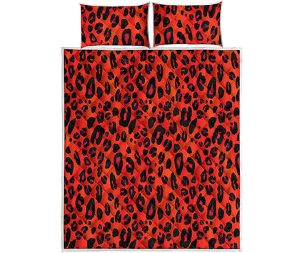 Orange Leopard Print Quilt Bed Set