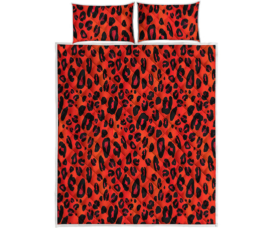 Orange Leopard Print Quilt Bed Set