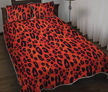 Orange Leopard Print Quilt Bed Set