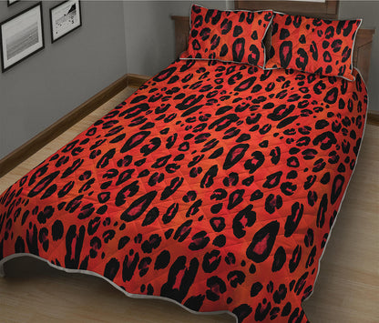 Orange Leopard Print Quilt Bed Set