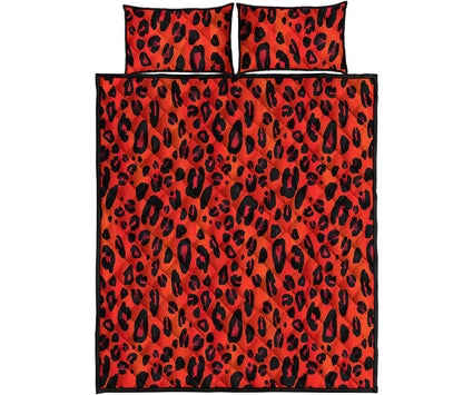 Orange Leopard Print Quilt Bed Set
