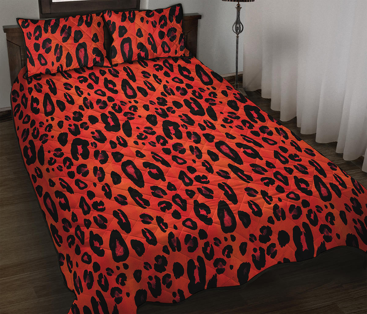 Orange Leopard Print Quilt Bed Set