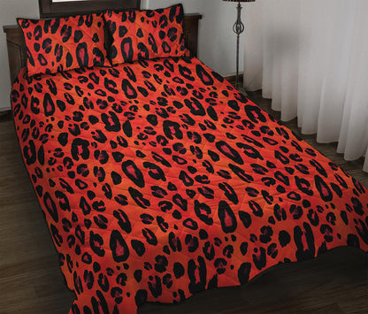 Orange Leopard Print Quilt Bed Set