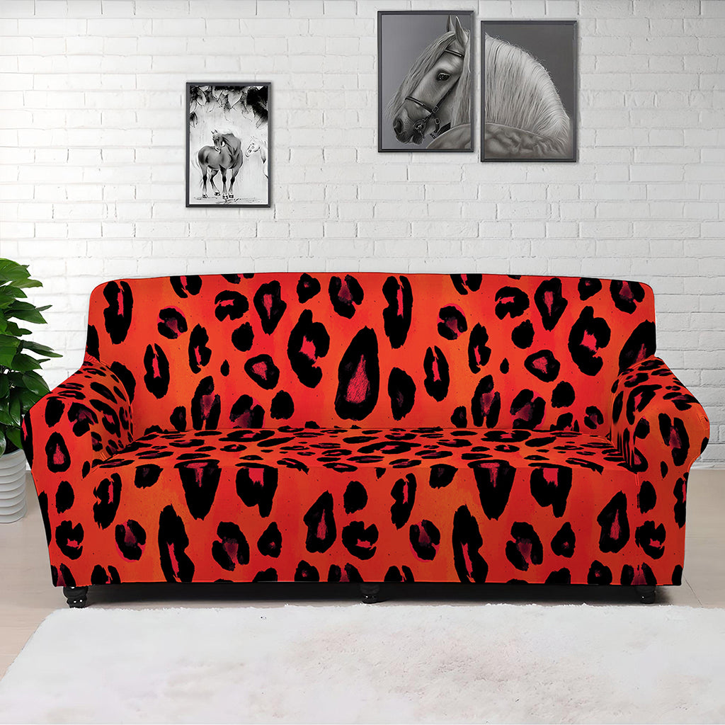 Orange Leopard Print Sofa Cover