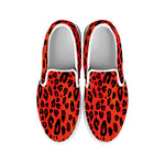 Orange Leopard Print White Slip On Shoes