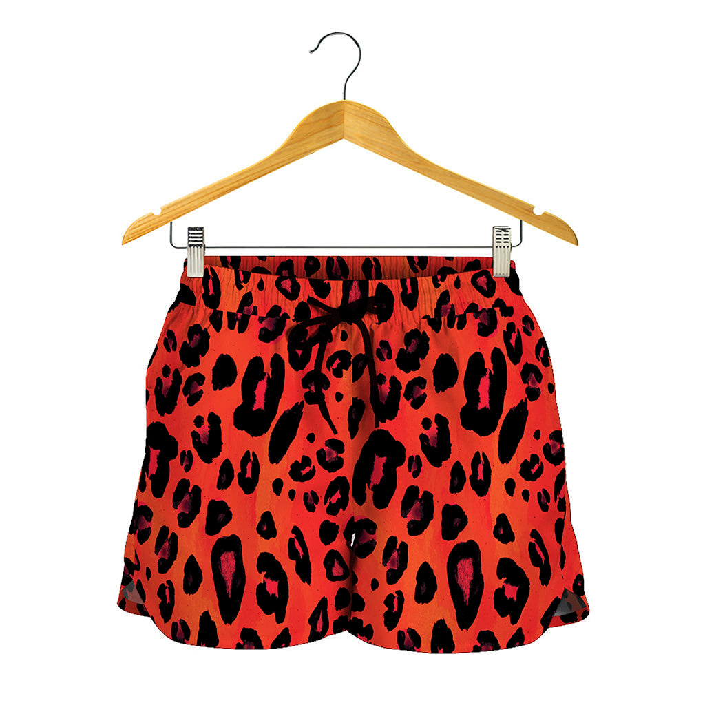 Orange Leopard Print Women's Shorts