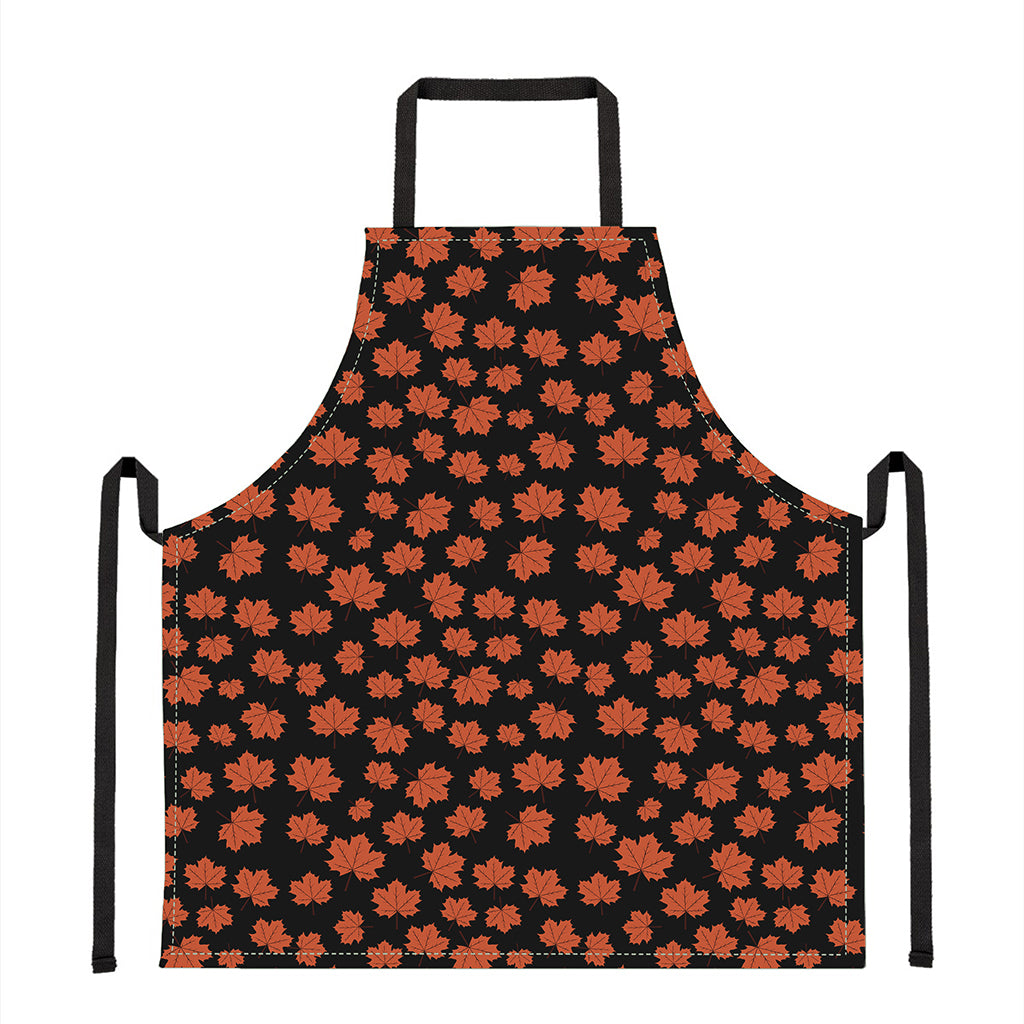 Orange Maple Leaves Pattern Print Apron