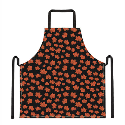 Orange Maple Leaves Pattern Print Apron