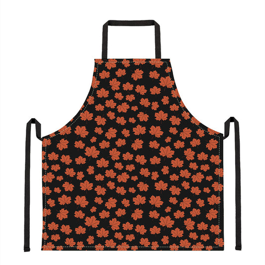 Orange Maple Leaves Pattern Print Apron