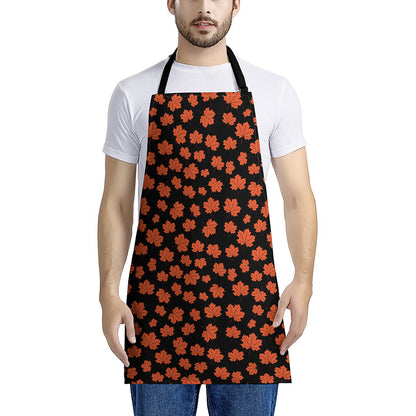 Orange Maple Leaves Pattern Print Apron