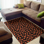 Orange Maple Leaves Pattern Print Area Rug