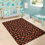 Orange Maple Leaves Pattern Print Area Rug
