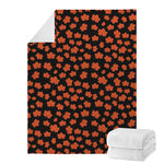Orange Maple Leaves Pattern Print Blanket