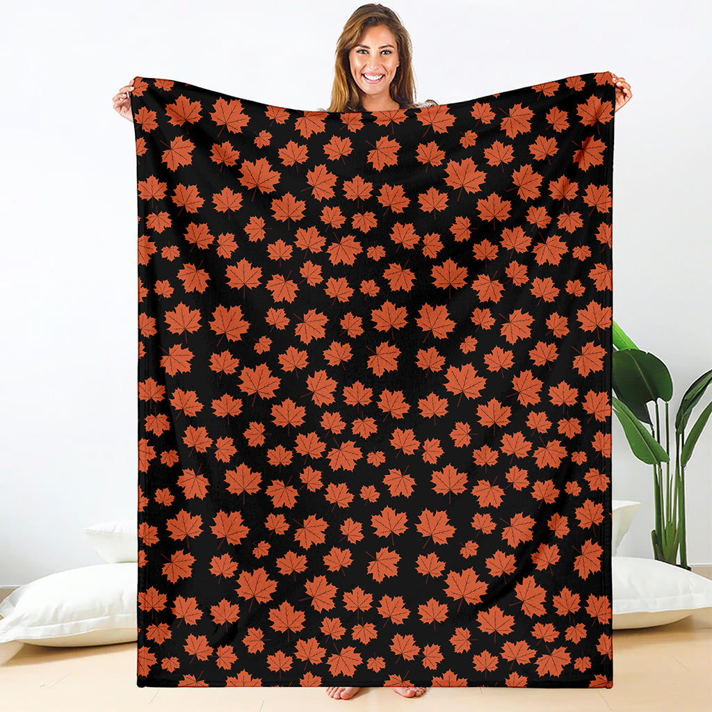 Orange Maple Leaves Pattern Print Blanket