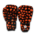 Orange Maple Leaves Pattern Print Boxing Gloves