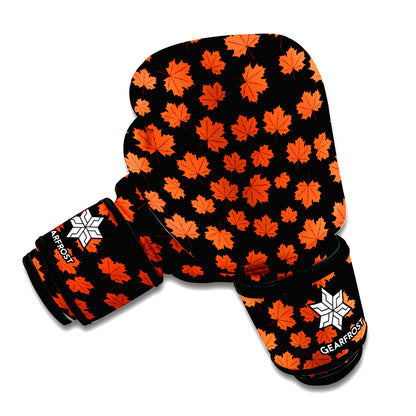 Orange Maple Leaves Pattern Print Boxing Gloves