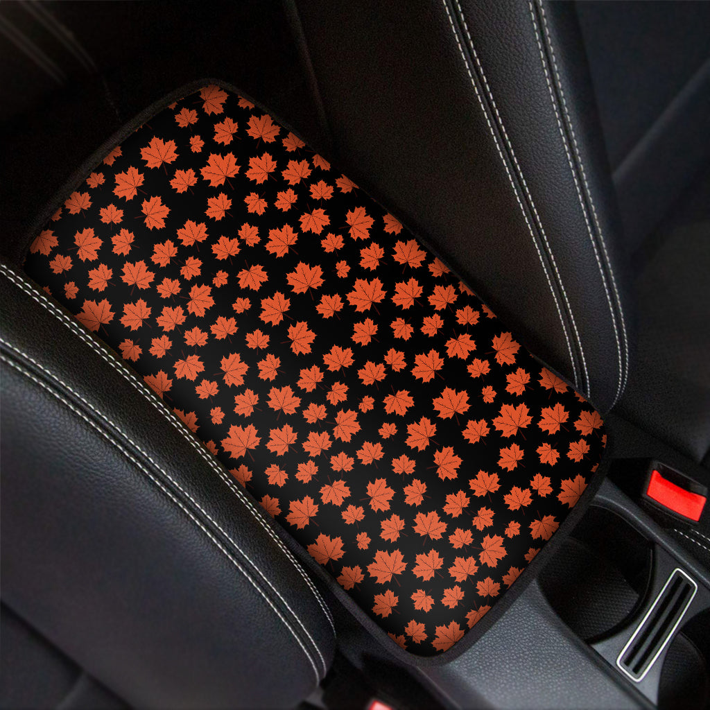 Orange Maple Leaves Pattern Print Car Center Console Cover