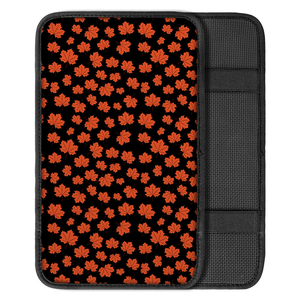 Orange Maple Leaves Pattern Print Car Center Console Cover