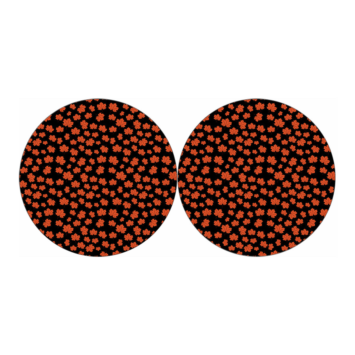 Orange Maple Leaves Pattern Print Car Coasters
