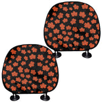 Orange Maple Leaves Pattern Print Car Headrest Covers