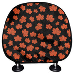 Orange Maple Leaves Pattern Print Car Headrest Covers