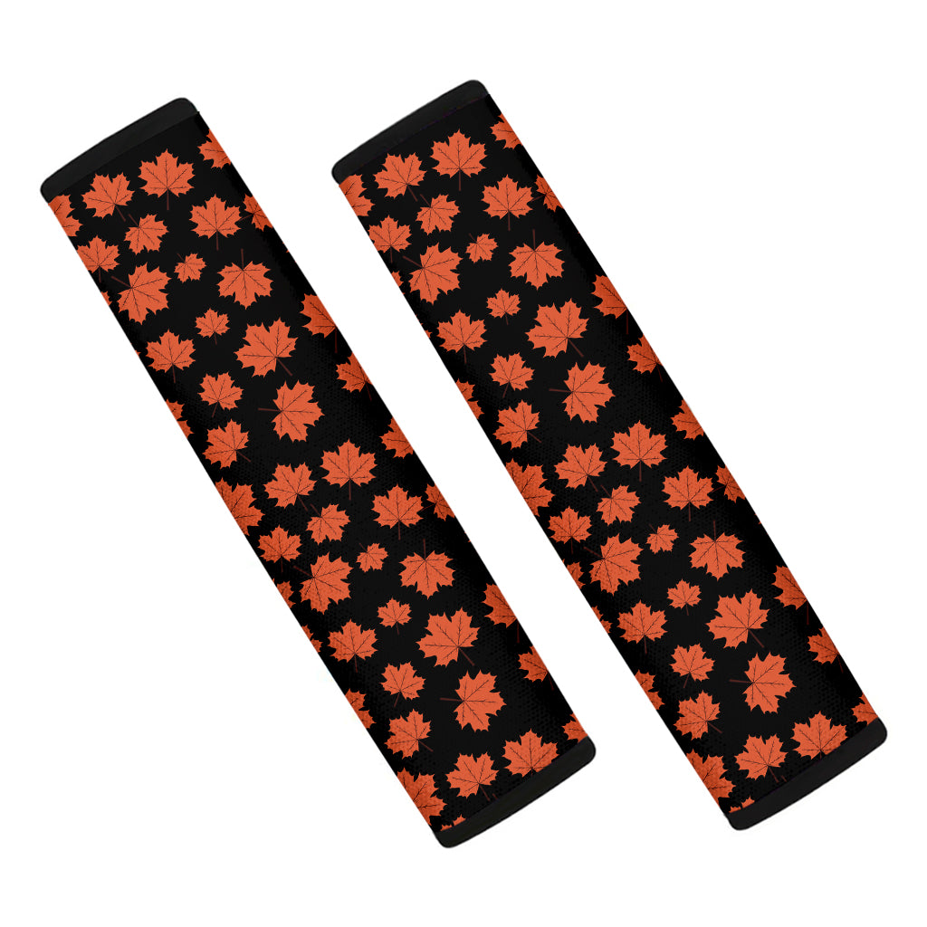Orange Maple Leaves Pattern Print Car Seat Belt Covers