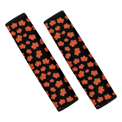 Orange Maple Leaves Pattern Print Car Seat Belt Covers
