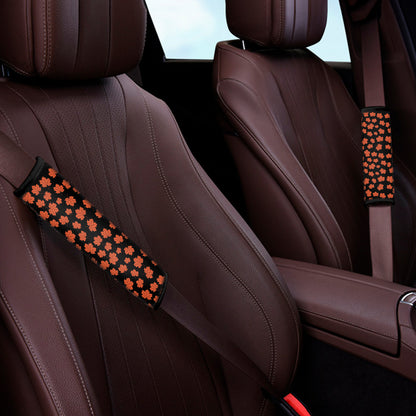 Orange Maple Leaves Pattern Print Car Seat Belt Covers