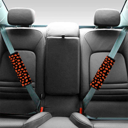 Orange Maple Leaves Pattern Print Car Seat Belt Covers