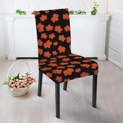 Orange Maple Leaves Pattern Print Dining Chair Slipcover