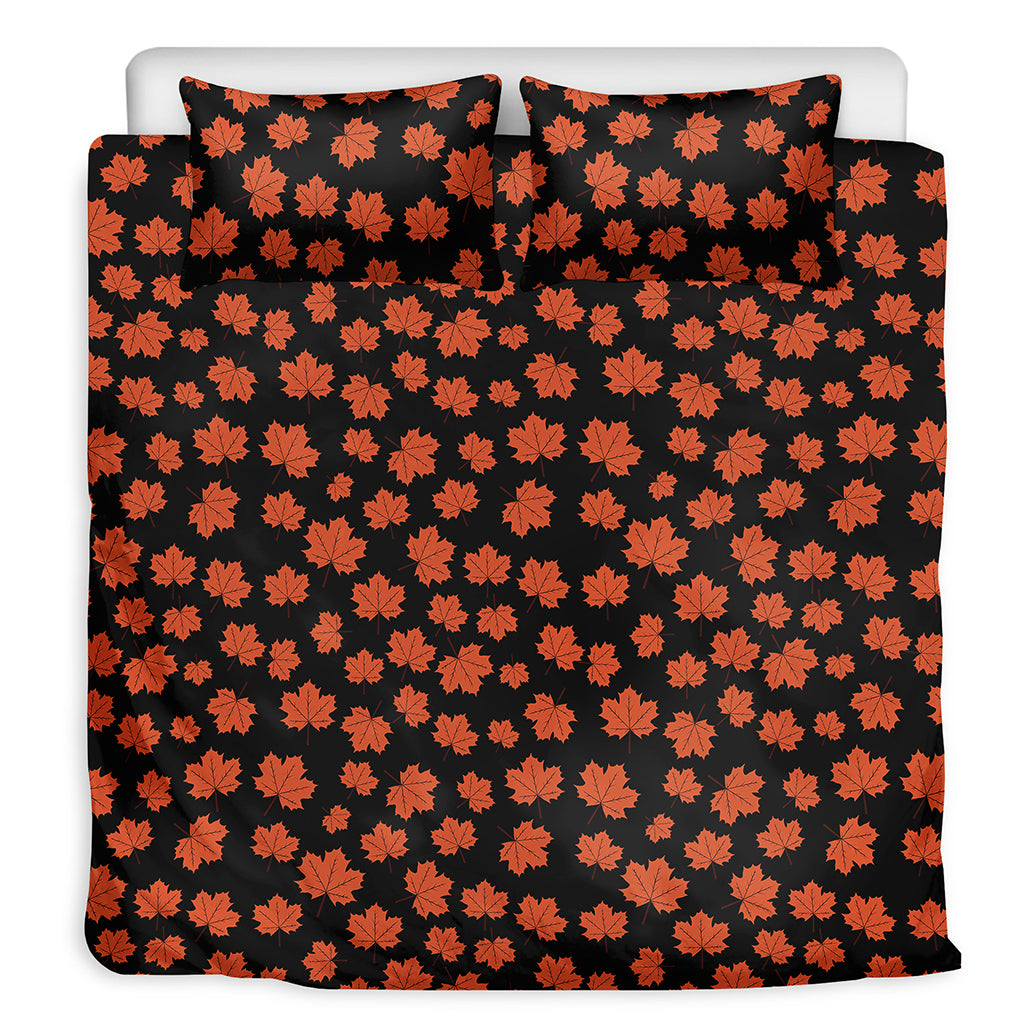 Orange Maple Leaves Pattern Print Duvet Cover Bedding Set