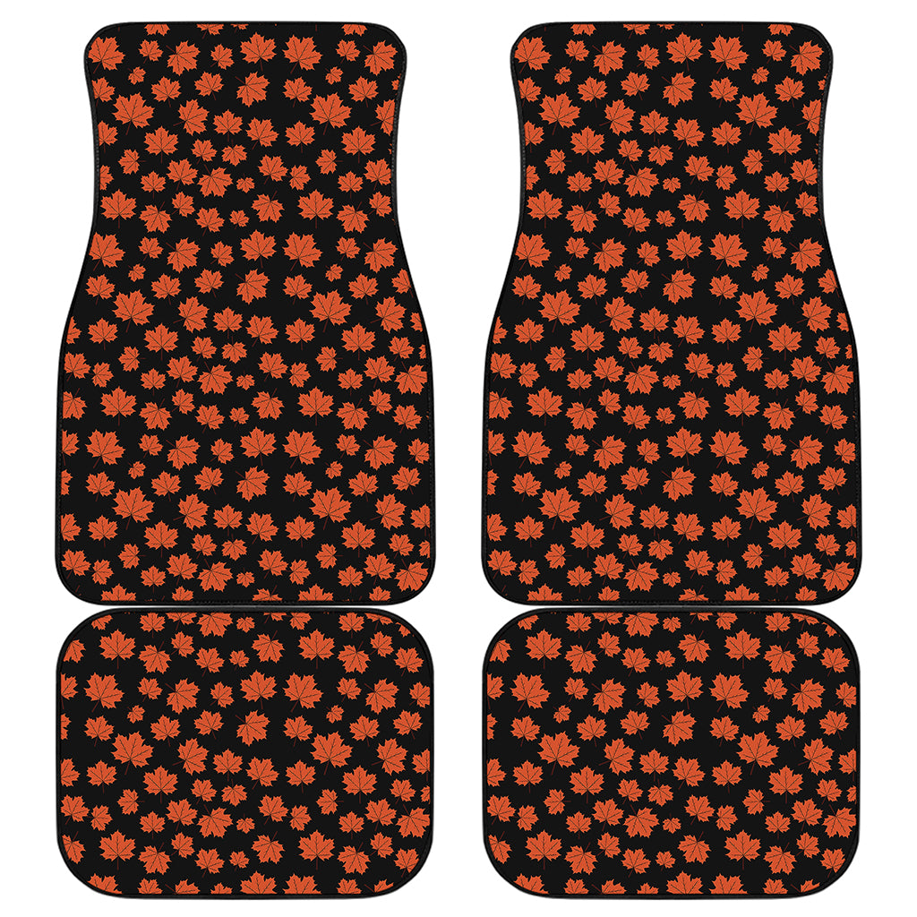 Orange Maple Leaves Pattern Print Front and Back Car Floor Mats
