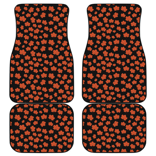 Orange Maple Leaves Pattern Print Front and Back Car Floor Mats