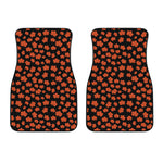 Orange Maple Leaves Pattern Print Front Car Floor Mats