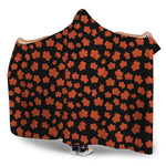 Orange Maple Leaves Pattern Print Hooded Blanket