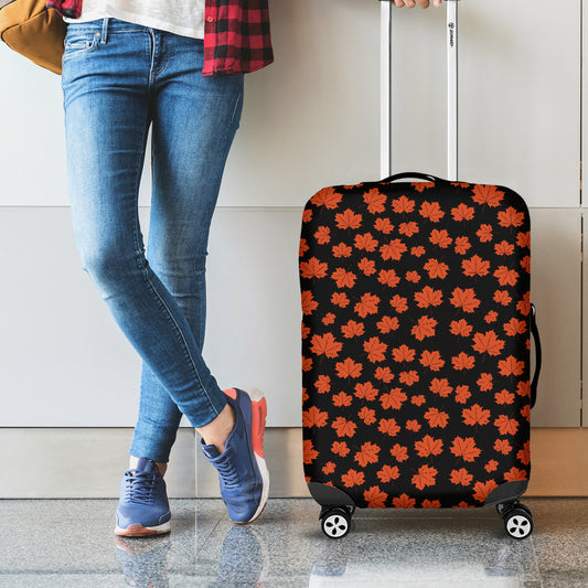 Orange Maple Leaves Pattern Print Luggage Cover
