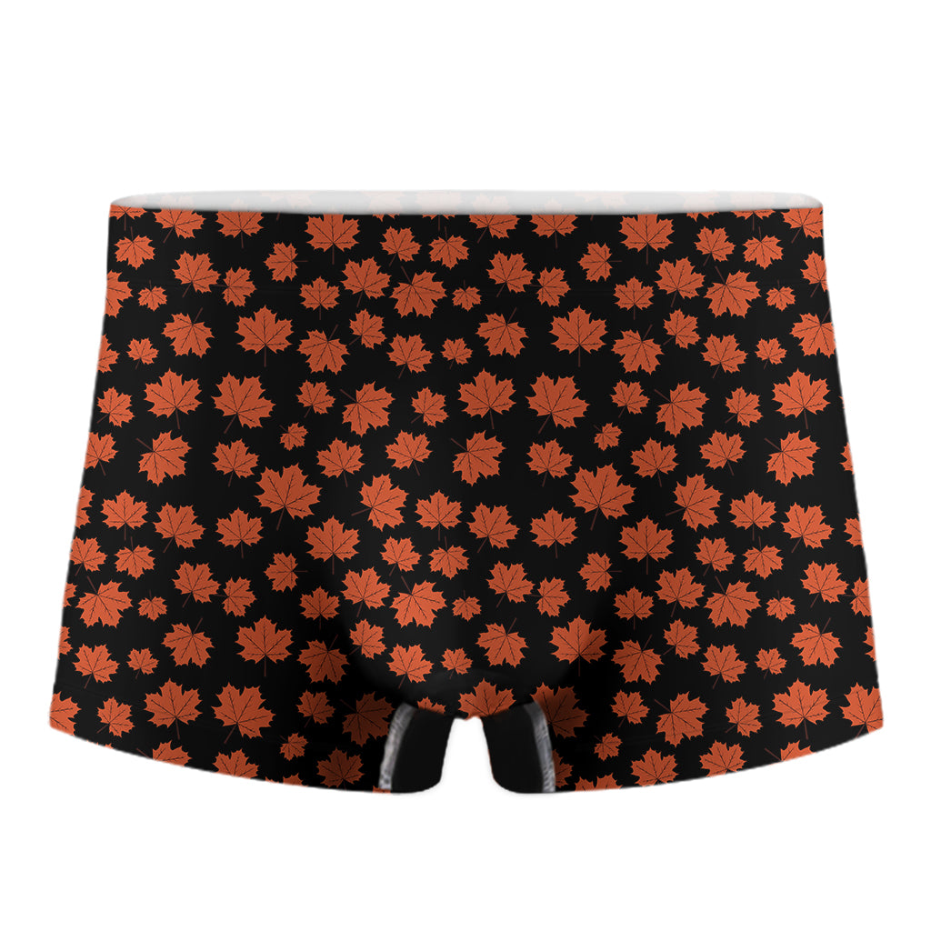 Orange Maple Leaves Pattern Print Men's Boxer Briefs