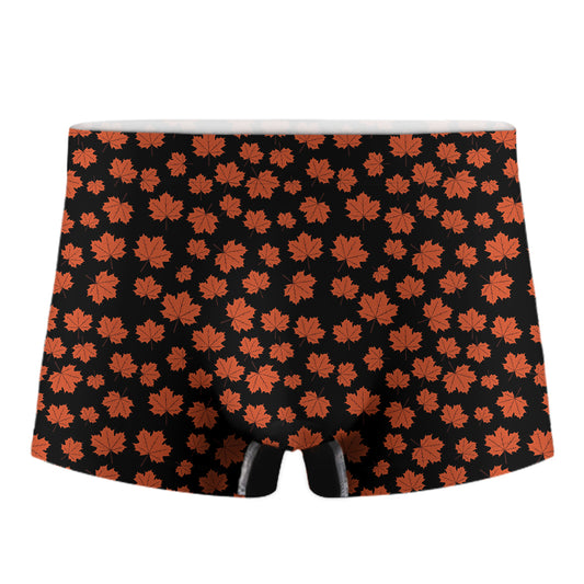 Orange Maple Leaves Pattern Print Men's Boxer Briefs