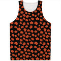 Orange Maple Leaves Pattern Print Men's Tank Top