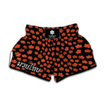 Orange Maple Leaves Pattern Print Muay Thai Boxing Shorts
