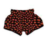 Orange Maple Leaves Pattern Print Muay Thai Boxing Shorts