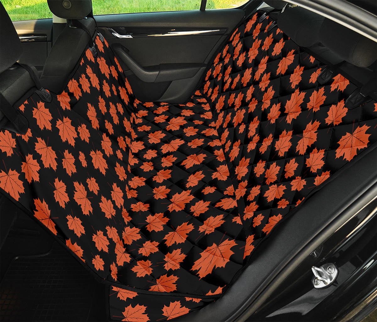 Orange Maple Leaves Pattern Print Pet Car Back Seat Cover