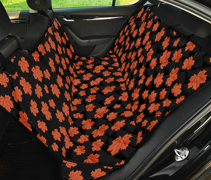 Orange Maple Leaves Pattern Print Pet Car Back Seat Cover