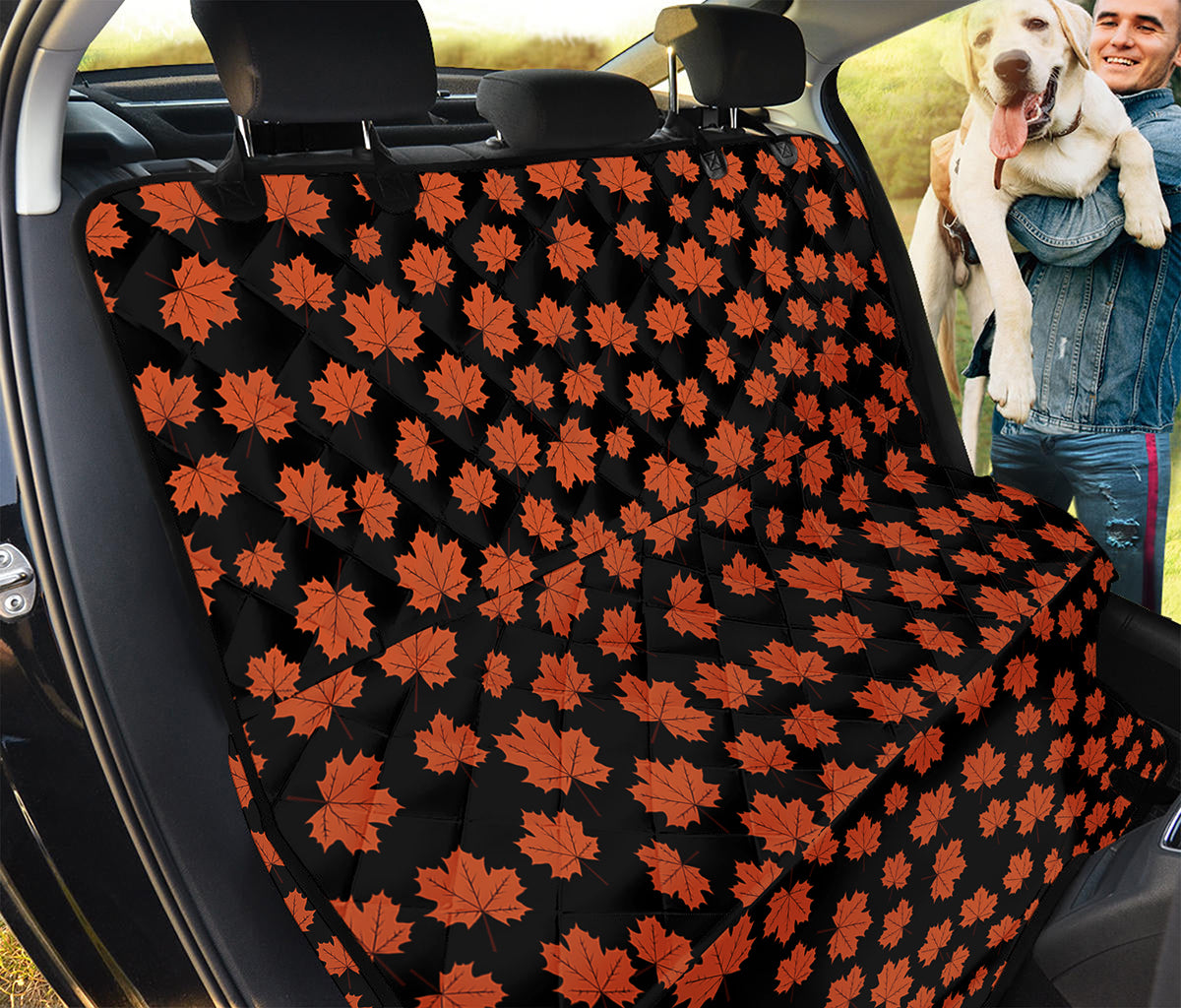 Orange Maple Leaves Pattern Print Pet Car Back Seat Cover