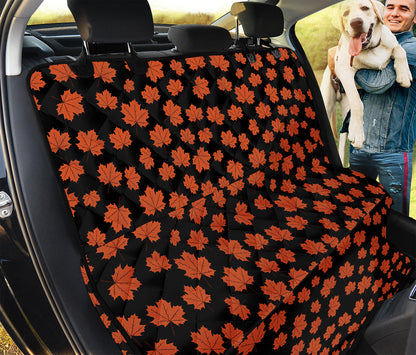 Orange Maple Leaves Pattern Print Pet Car Back Seat Cover