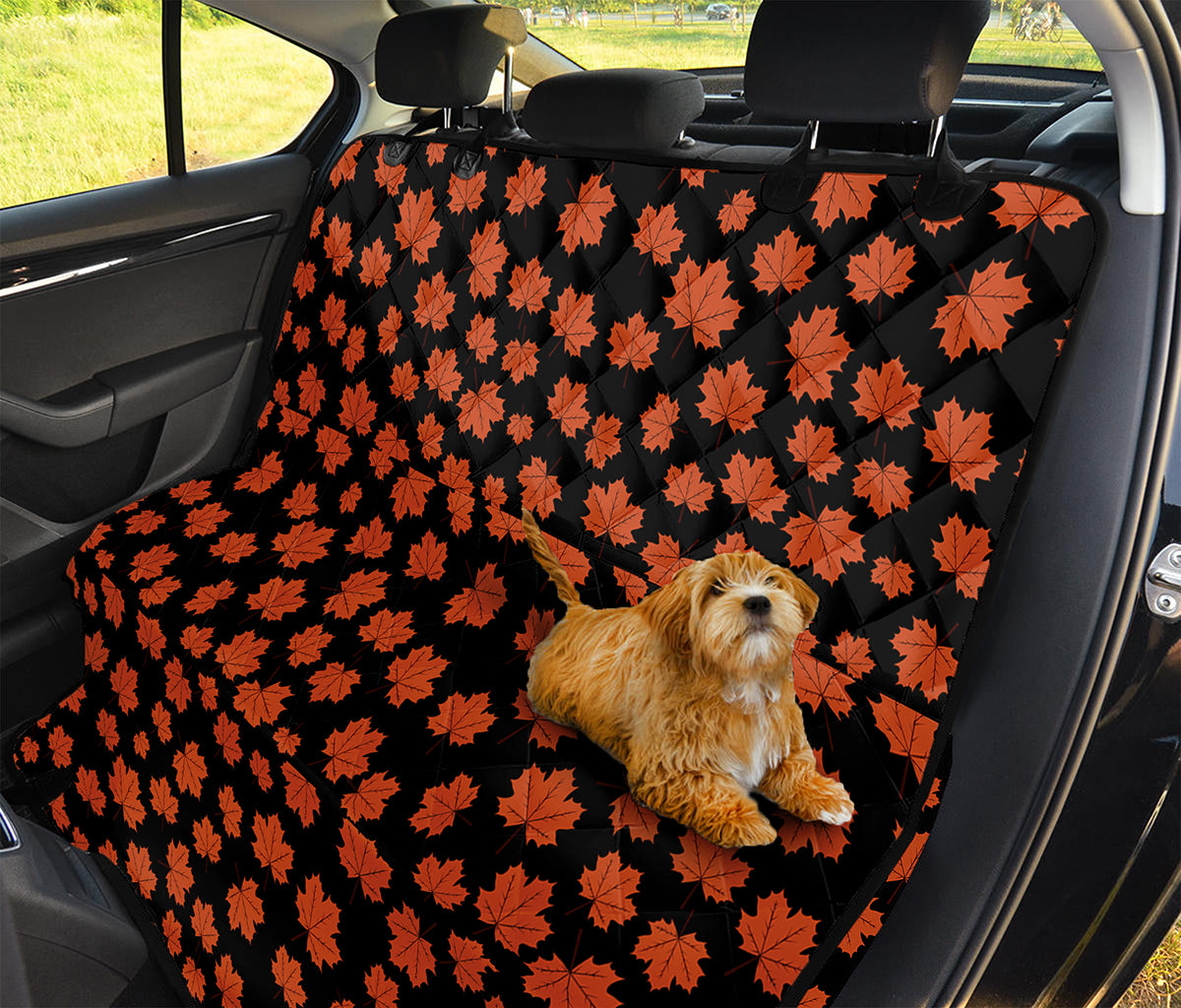 Orange Maple Leaves Pattern Print Pet Car Back Seat Cover