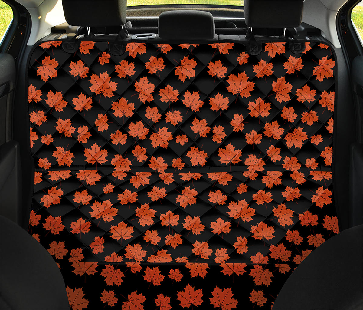 Orange Maple Leaves Pattern Print Pet Car Back Seat Cover